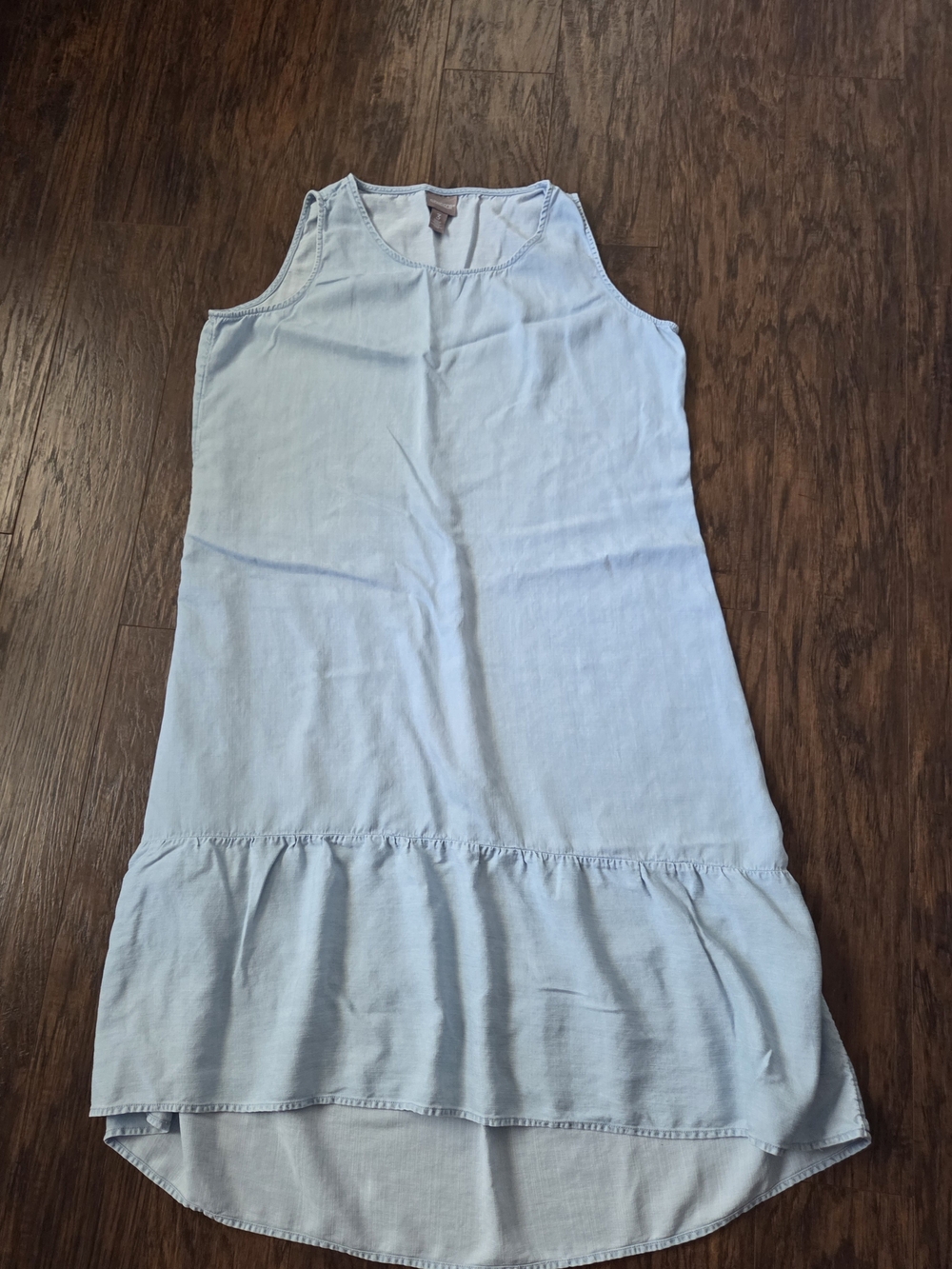 Chico's Light Blue Sleeveless Ruffle-Hem Dress